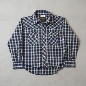 Vintage Rustler by Wrangler Western Pearl Snap Shirt Small Mens Blue Plaid